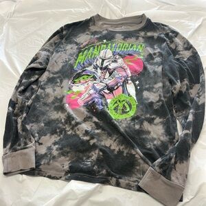 Fifth Sun Star Wars Charcoal and Black Tie-Dye Long Sleeve Tee